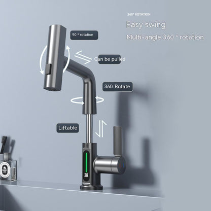 Digital Display Faucet Pull-out Basin Faucet