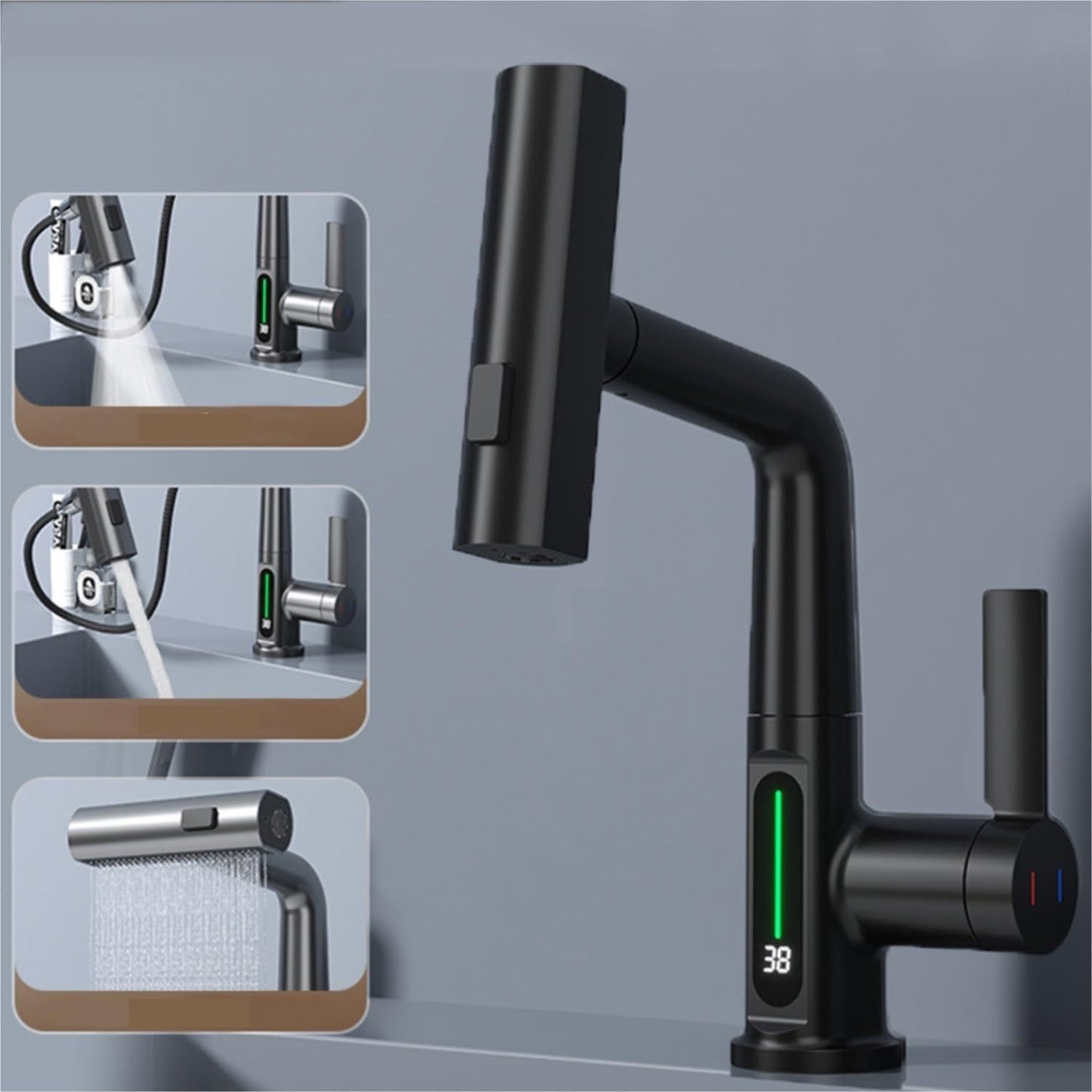 Digital Display Faucet Pull-out Basin Faucet