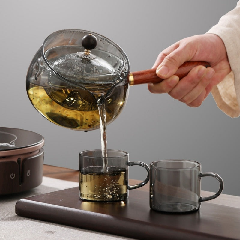 Rotary Heat-resistant Glass Teapot Lazy Tea Making